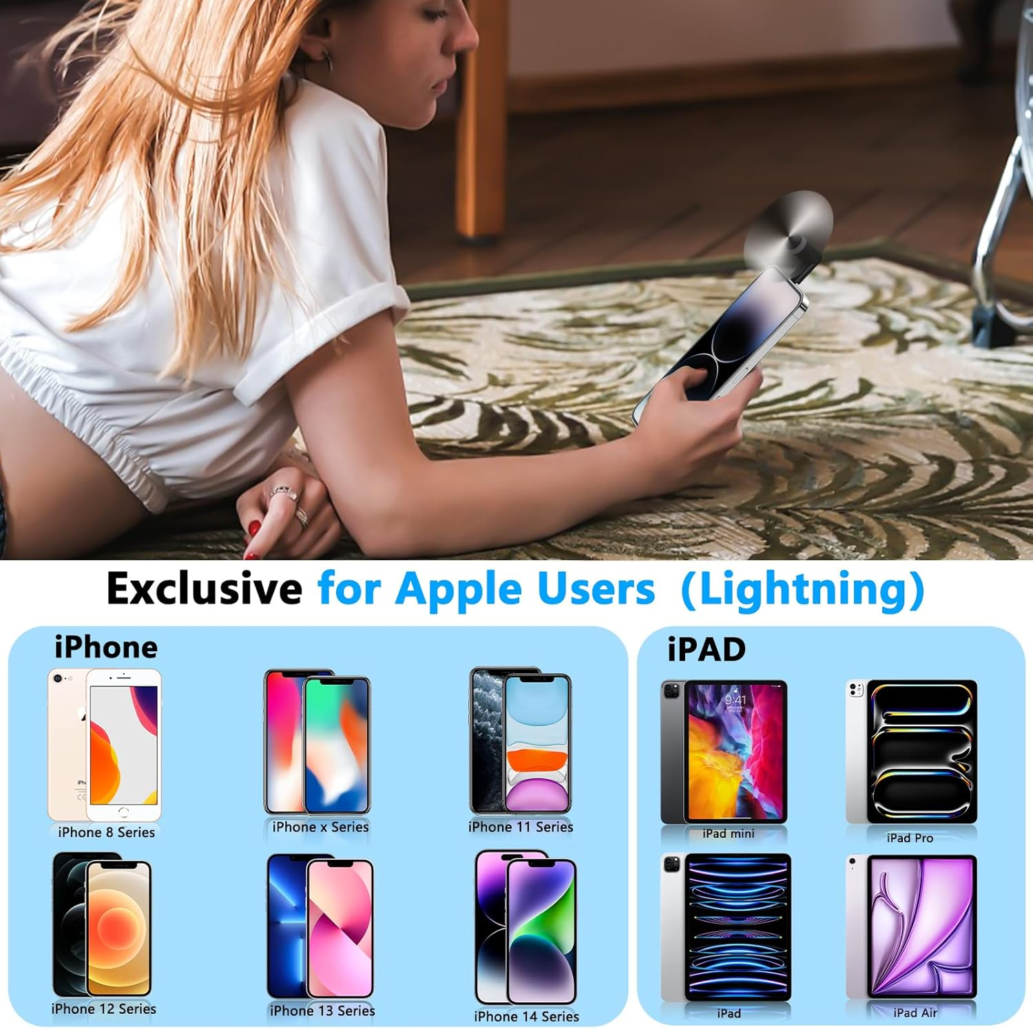 3 Pack Portable Cell Phone Fan Mini Fan Compatible with Iphone 14/14Pro Max/13/13 Pro Max/12/12 Pro Max/11/11 Pro/11 Pro Max/X/Xs/Xr image number 2