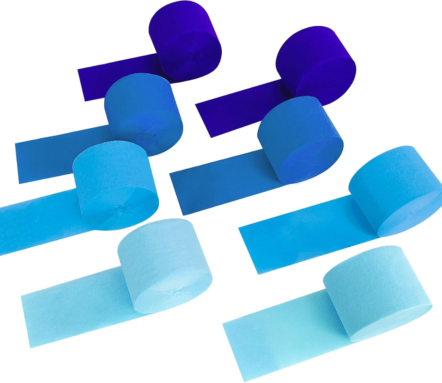 8 Rolls Gradient Blue Crepe Paper Streamer, 4 Colors - 82 Ft Streamers for Wedding, Birthday, Baby Shower, Graduation, Bridal Shower