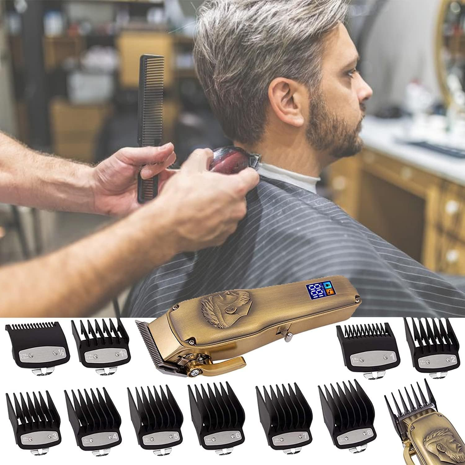 AIDERLY Hair Clipper Combs Guards, 10 Pack Clip Guards, Compatible with Wahl Metal Clip1.5-25Mm Sizes, Black image number 5