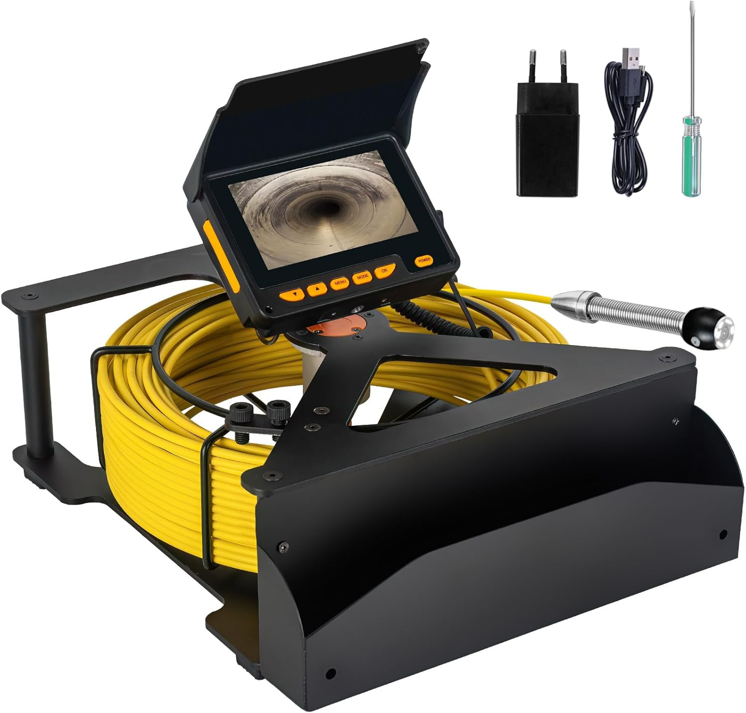 Sewer Inspection Camera,Snake with Light 4.3'' HD 32GB Video Screen Meter Counter,8500Mah HD JQKJCAM 17MM Pipe Plumbing Sewer Drain Camera Waterproof for Plumber Householder Inspector(30M) image number 2