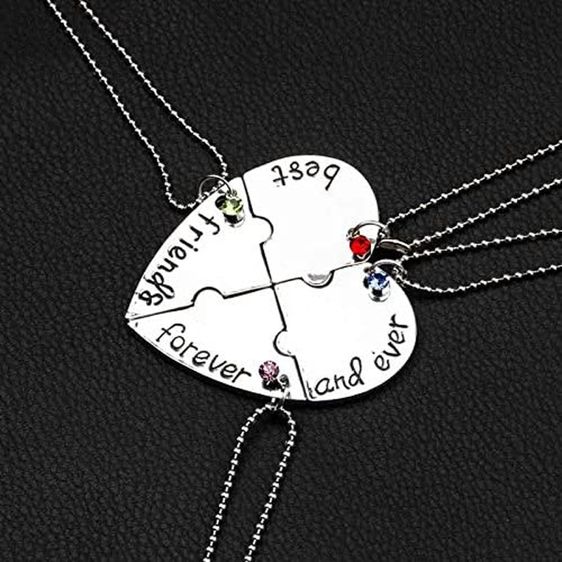 YALLNASL 4 BFF Gifts Necklaces for Girls: Matching Heart Necklaces for Best Friends Forever, Women & Girls, Stainless Steel, Shape, 16.7 Inch Chain image number 3