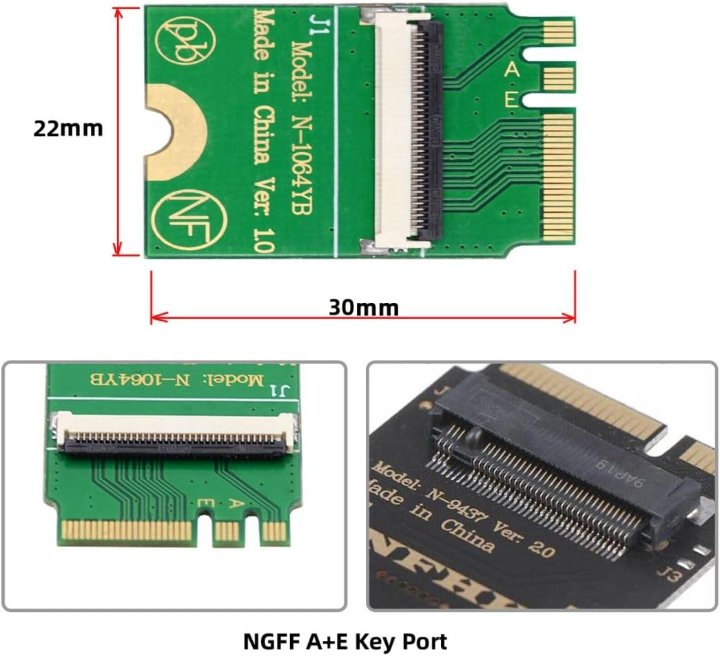 Chenyang Mini PCI-E/M.2(A+E Key) to 4 SATA 3.0 Extension Card Adapter for Motherboard SATA Hard Drive Port Extension with 10Cm Flat Cable - B/M-Key To Sata Dual Ports Vertical image number 2