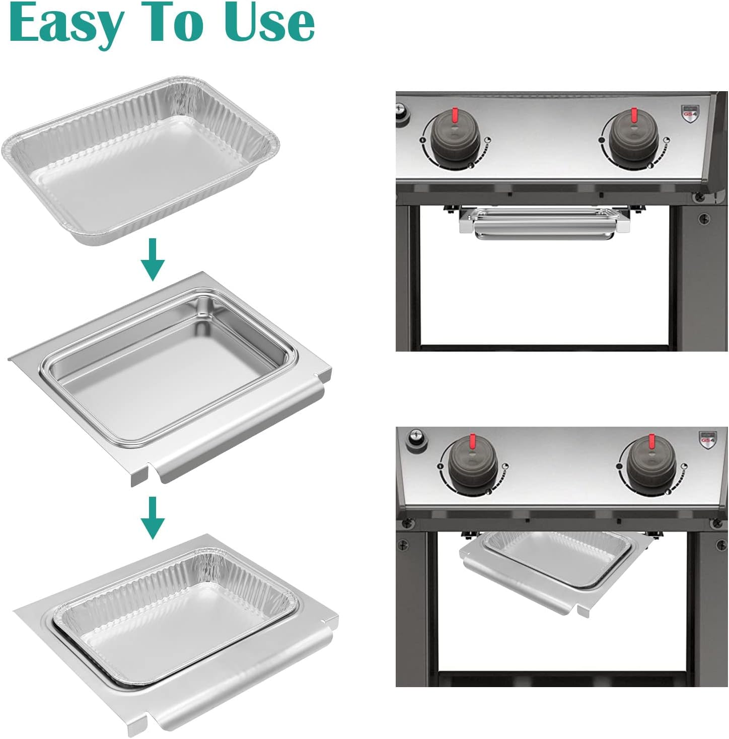 67047 Catch Pan Holder with Aluminum Drip Pans for Weber Spirit I&II 200/300 Series, Drip Tray for Genesis II LX200/300 Series Catcher Pan for Weber Replacement for Weber 67047 83156 6415 image number 1