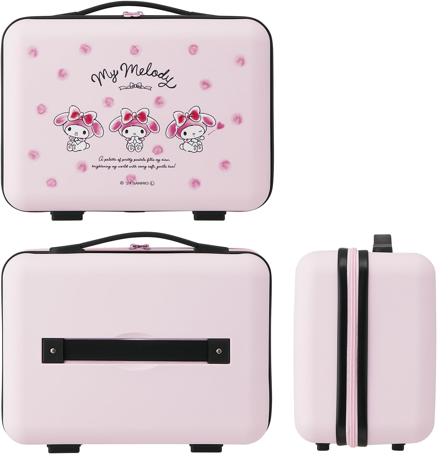 Skater TCOC15-A Hard Carry-On Case with Bottom Feet with Mesh Pockets, 3.5 Gal (15 L) Sanrio My Melody Watercolor Cosmetics image number 5