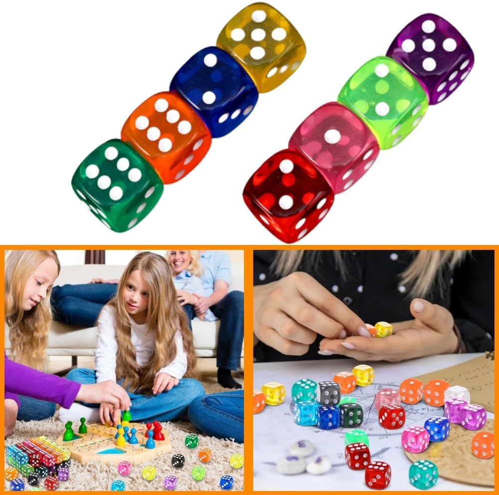 50 PCS 14Mm Dice Set, 6-Sided Colorful Dice Chessboard, Math Learning, Dice Classroom, Party Gift image number 3