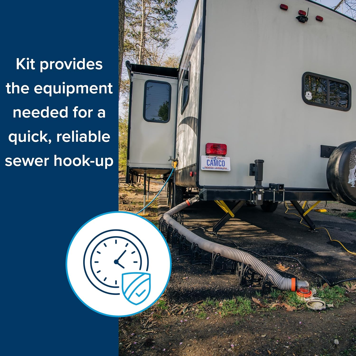 Camco Rhino X 20-Ft Camper/Rv Sewer Hose Kit - (2) 10-Ft Heavy Duty RV Septic Hoses - Designed to Hold Shape & Stay In-Place - Includes 4-In-1 RV Adapter & 360&deg; Swivel RV Sewer Hose Fittings (39390) image number 2