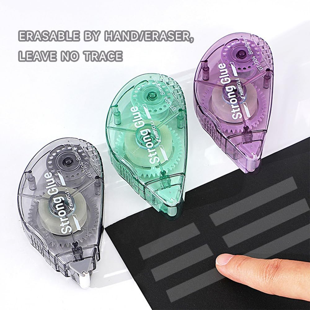 LEFAFA 4 Pack Double Sided Tape Roller, Scrapbook Journaling School Office Supplies Glue Tape Runner for Crafts, Gift Wrapping and Photo Tapes(8Mmx8M) (Transparent) image number 3