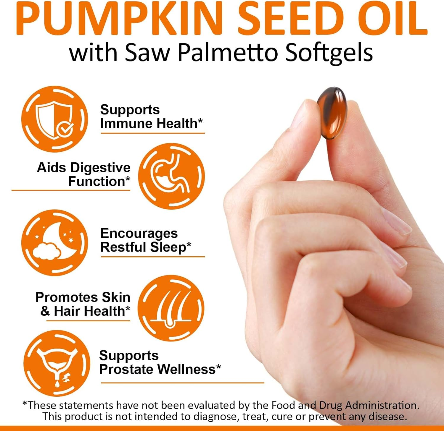 Pumpkin Seed Oil with Saw Palmetto Softgels | 1000 Mg per Serving | Cold-Pressed Virgin Oils | Plant-Based Fatty Acids & Phytosterols | Non-Gmo, No Artificial Additives | 300 Count image number 5