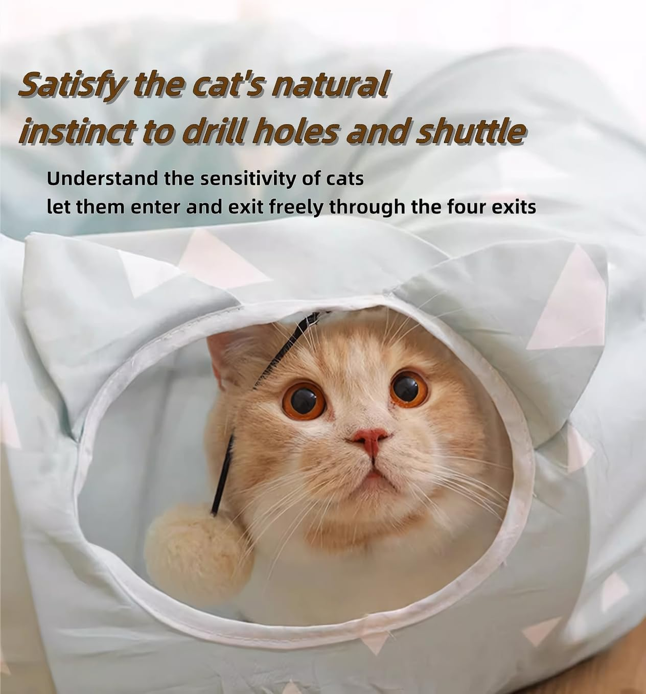 Cat Tunnel Bed for Indoor Cat Large Donut Cave Peekaboo Play Hideaway Interactive round Tube Scratching Mat for Kitten/Puppy Multi-Function Cute Circle Tree House with Ball Toy for Kitty/Dog Small Pet image number 3