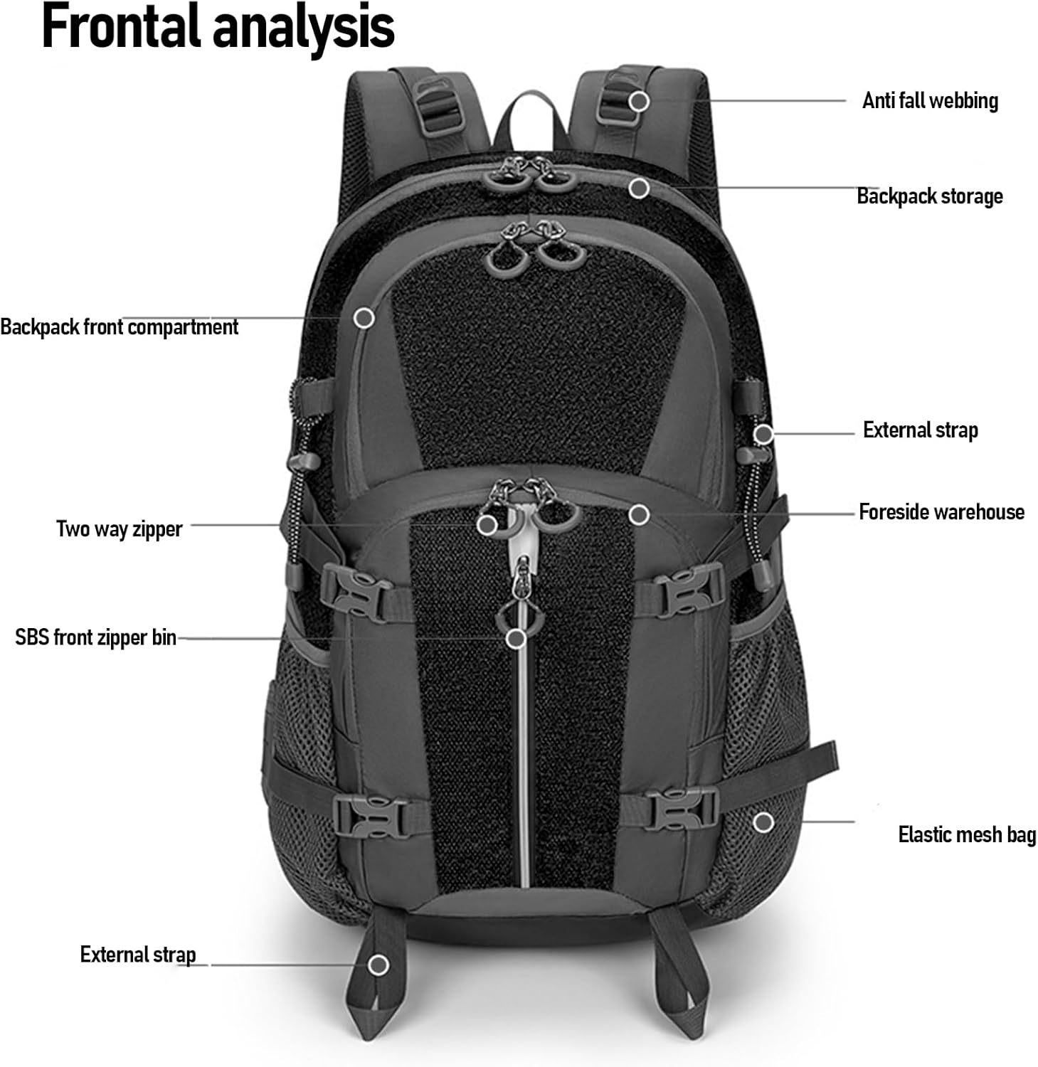 Vacuum Backpack, 43L Large Waterproof Travel Vacuum Compression Backpack (18-20Pcs Spring and Autumn Clothes) with 16 Inch Laptop Compartment & Air Pump & Reflective Strip (Black) image number 1