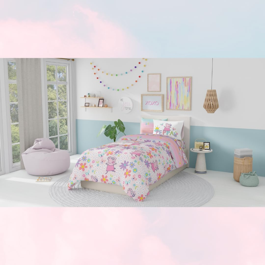 Franco Peppa Pig Kids Bedding Super Soft Comforter and Sheet Set with Sham, 5 Piece Twin Size, (Officially Licensed Product) image number 5