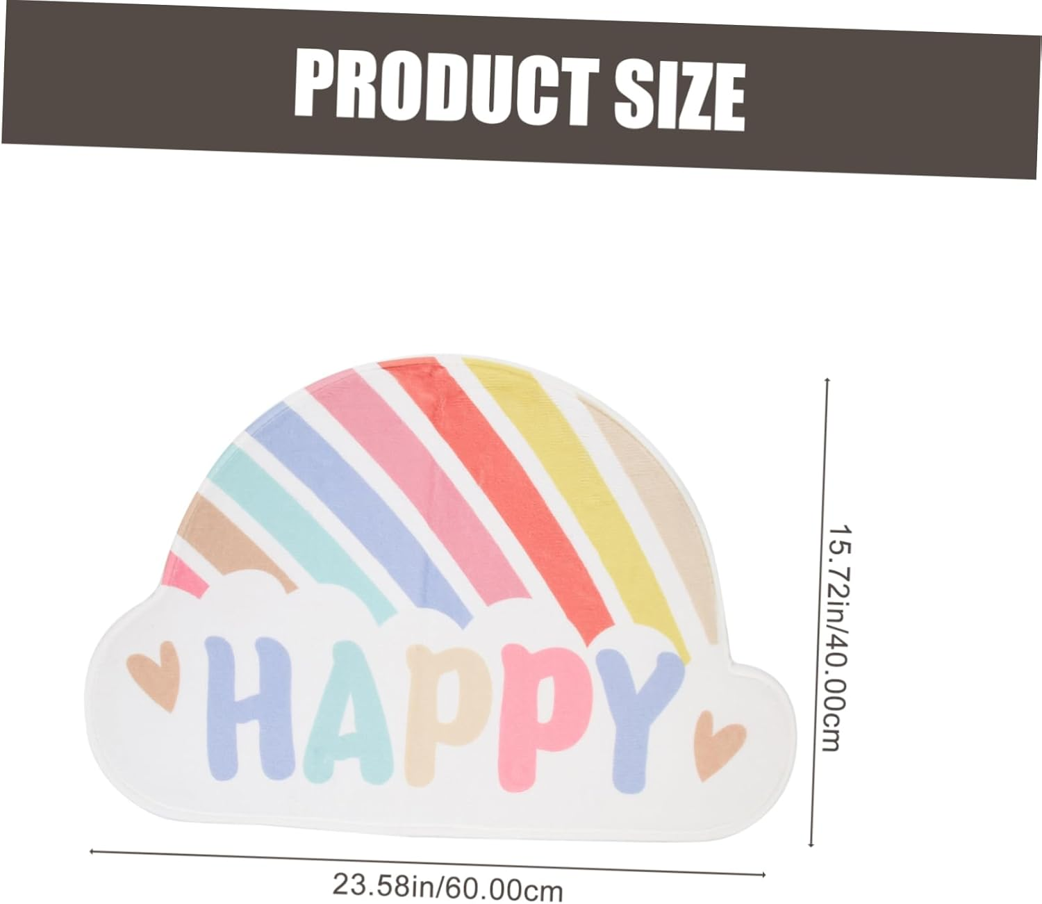 JOINPAYA Anti-Skid Rainbow Door Mat - Cute Absorbent Rainbow Bathroom Rug 60X40Cm for Kids Room and Home Use image number 2
