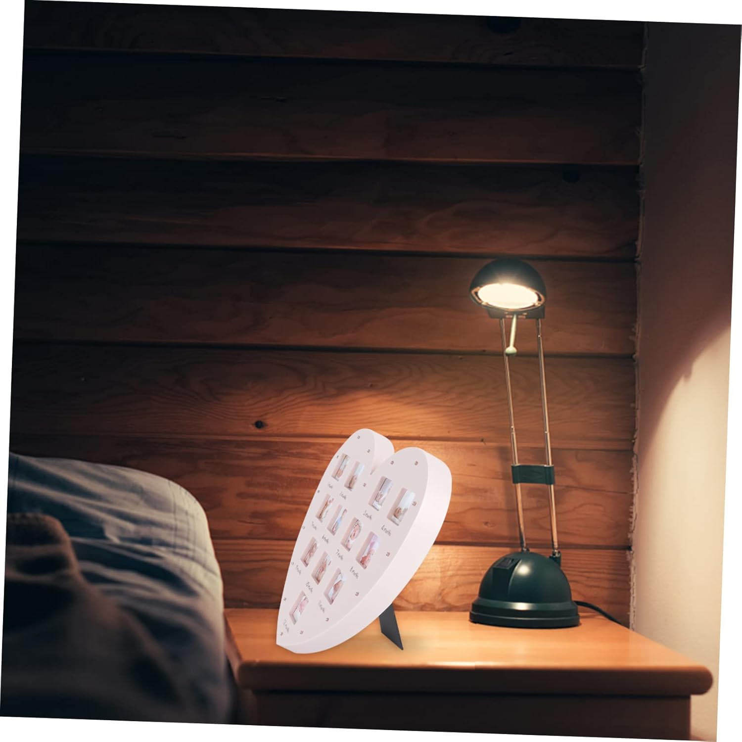 Growth Record Photo Frame for First Year Lighted Heart Shape Picture Frame for Boy Shower Capture Milestones image number 4