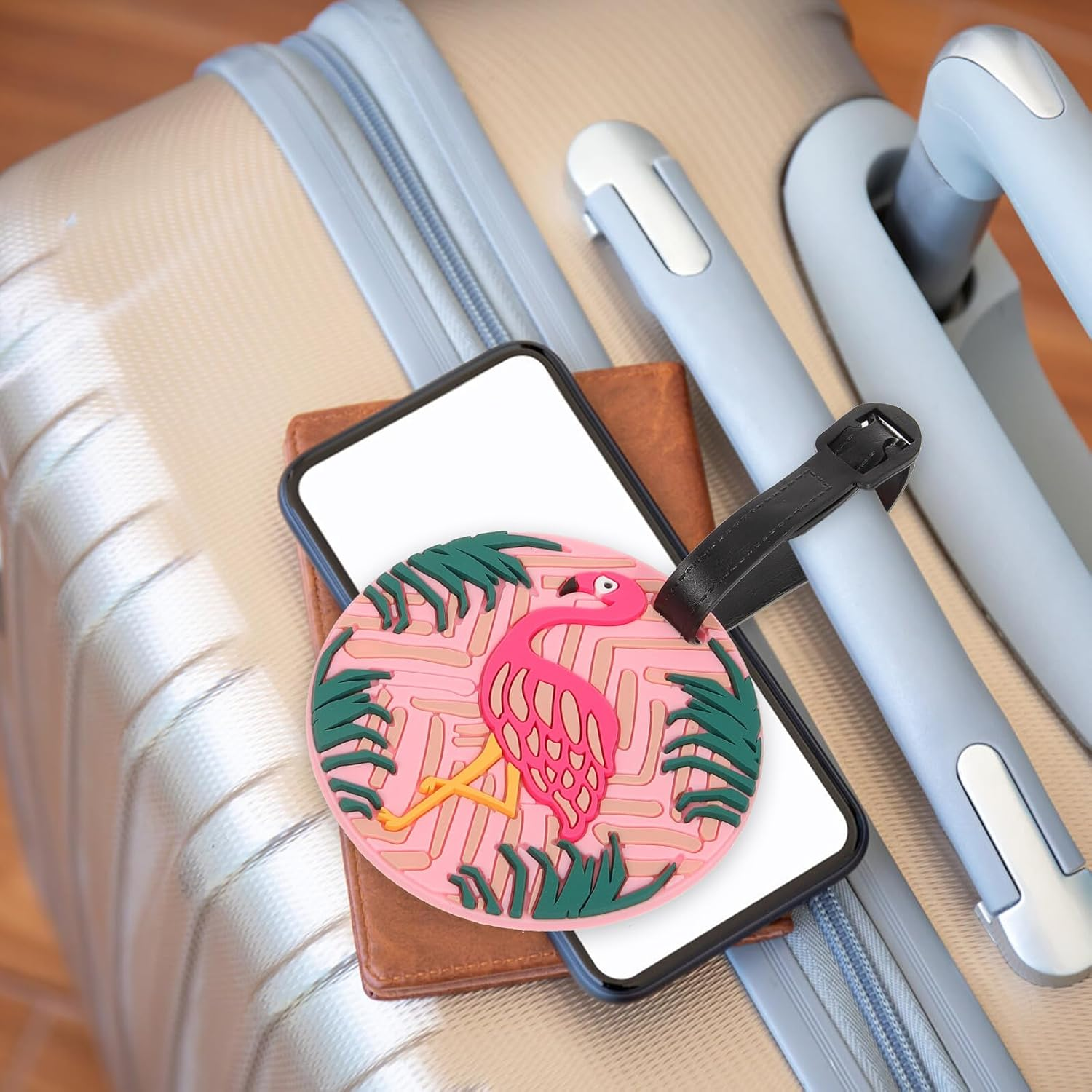 VERDANVERSE 10Pcs Cartoon Fun Luggage Tags Soft PVC Travel Suitcase Identification Tags with Flamingo, Pineapple Ice Cream Designs for Women&rsquo;S Bag Carrying and Airport Use image number 6