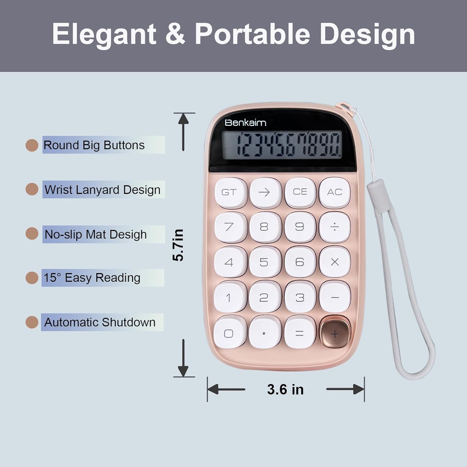 Benkaim Desktop Calculator - Standard 10 Digit LCD Display, Big Buttons - Cute Office Supplies for School, Business (Beige) image number 6