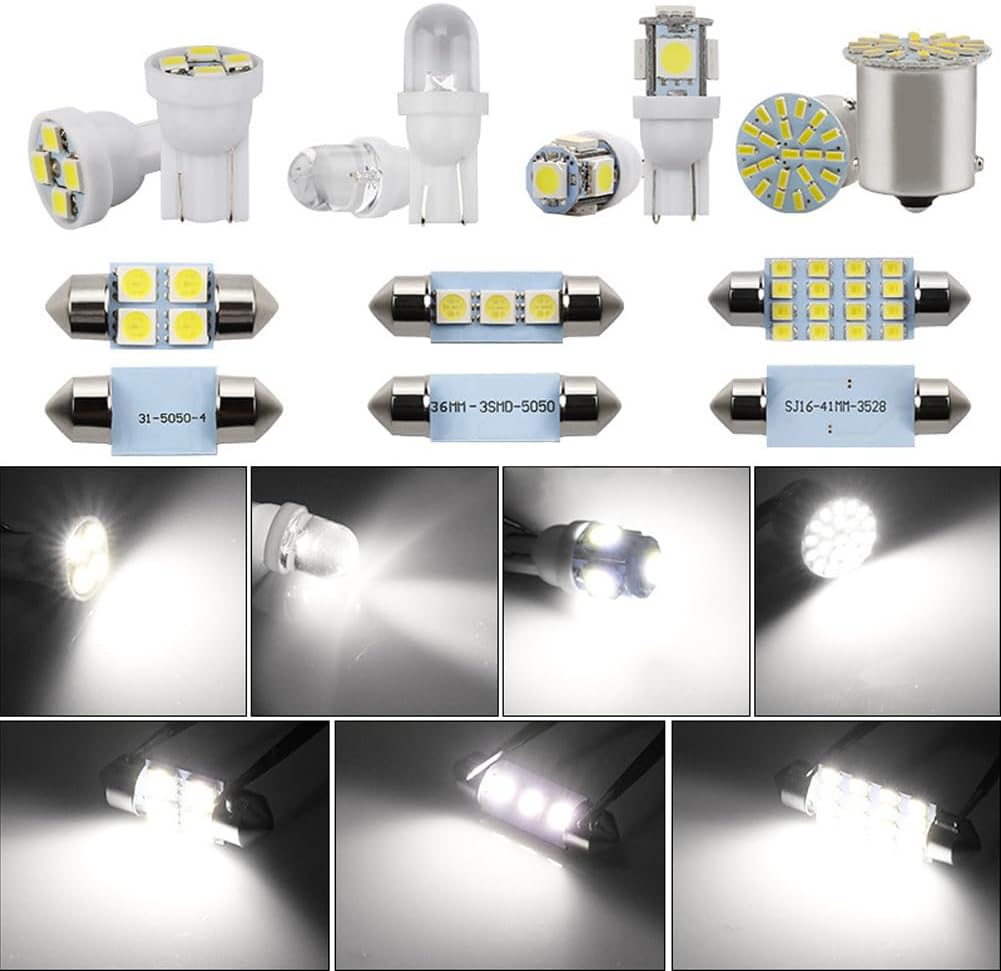 Kiwinvou 14 Pieces Interior Car Led Lights, Car Bulb Dome Light Kit Set，De3175 T10 31Mm 41Mm 194 LED Bulbs for Car Interior Lights Dome Lights Trucks Width Lamp image number 2