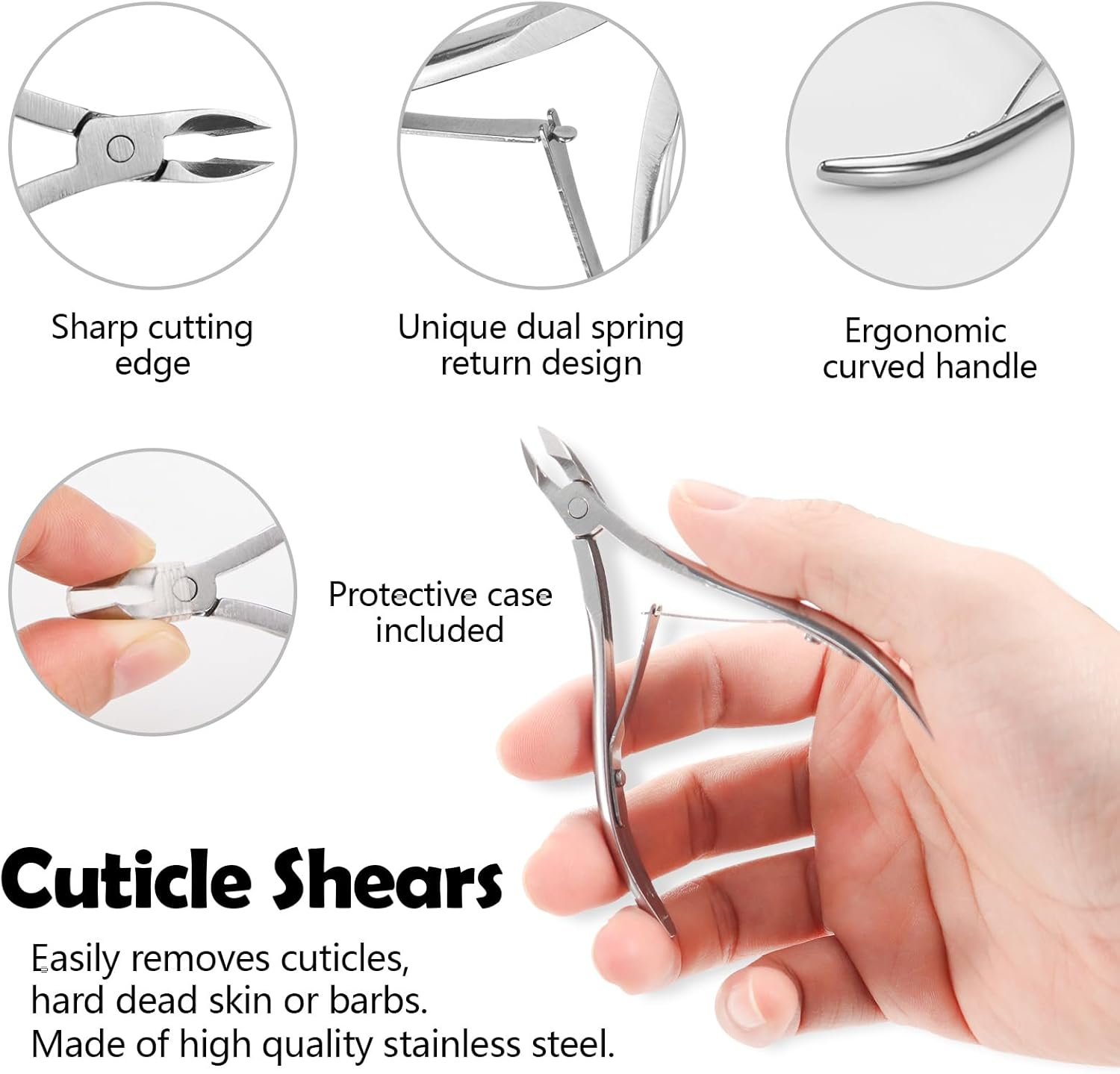 LELE LIFE 9PCS Cuticle Trimmer Cuticle Remover Cuticle Pusher, Stainless Steel Professional Pedicure Manicure Tools Cuticle Nippers Cutter Clippers Kit for Finger and Toe Nail image number 6