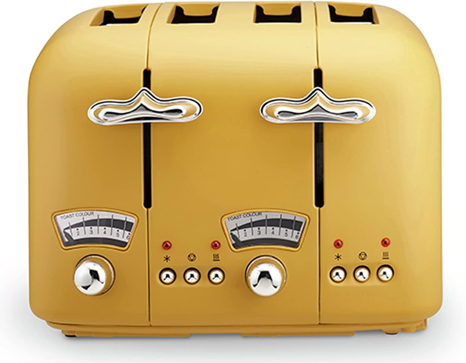 De'Longhi Argento Silva Toaster CT04Y , 4 Slice Toaster with Reheat, Defrost and Cancel Functions, 5 Browning Settings, Removable Crumb Tray, Gingko Yellow image number 2