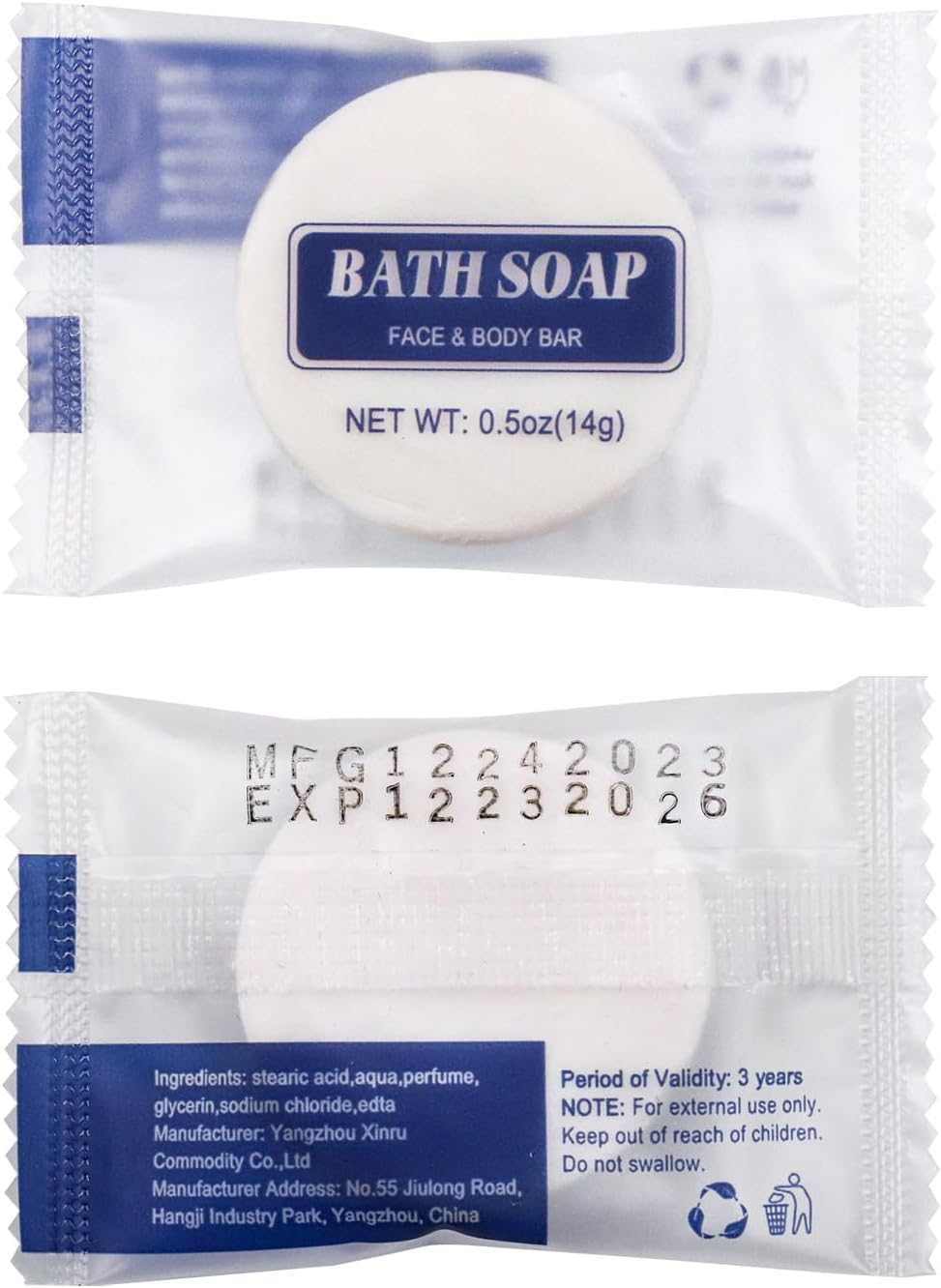 Slequipo Bulk Bar Soap, 100 Pack round Mini Soap Bars Bulk Individually Wrapped, 0.5 Oz Travel Soap Small Hotel Soaps Travel Size Toiletries for Hotel Guest Bathroom(Round)