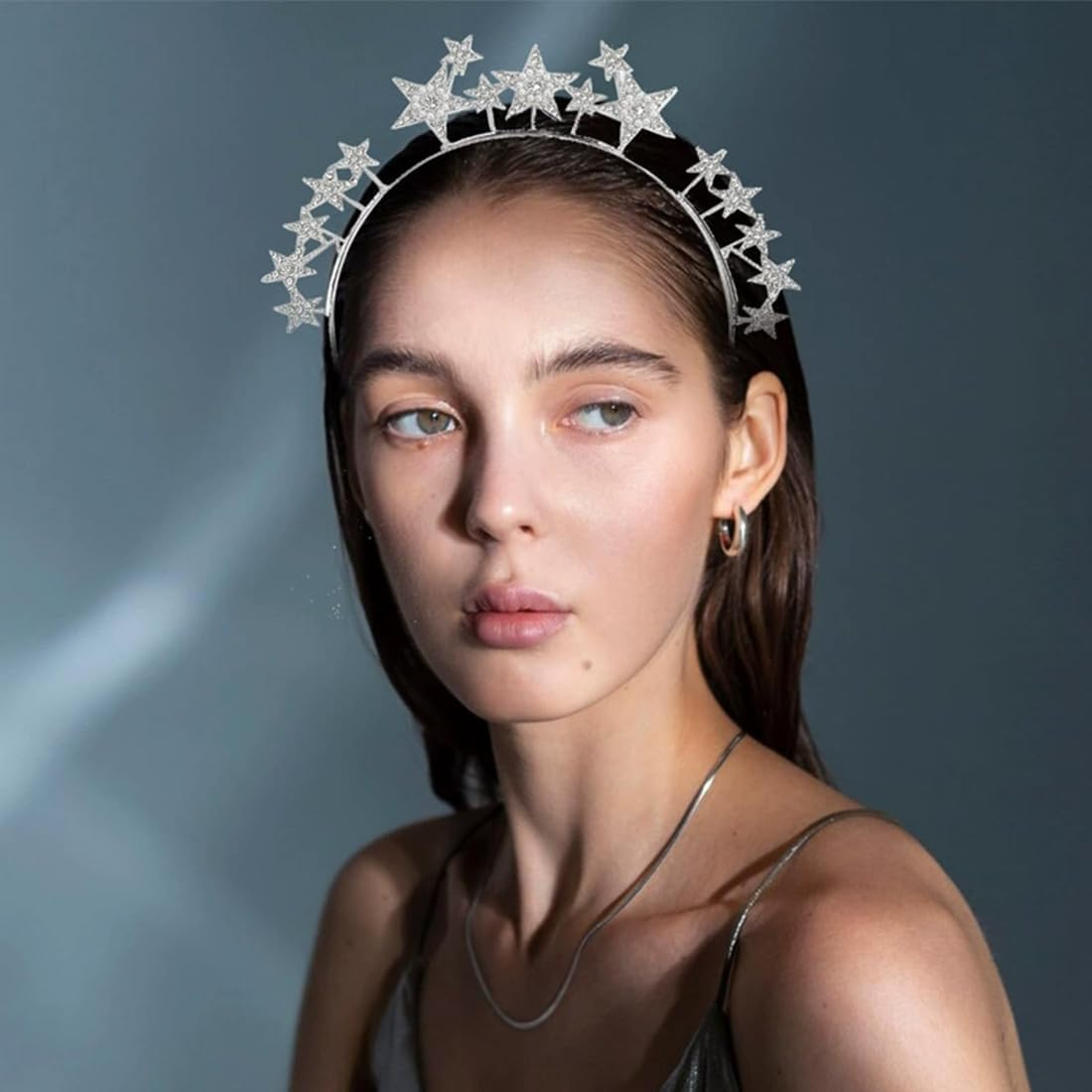 Headband Stars Glitter Mermaid Face Gemstones Stick Jewels for Women Cosplay Mermaid Halloween for Festival Party Bride Bridesmaids