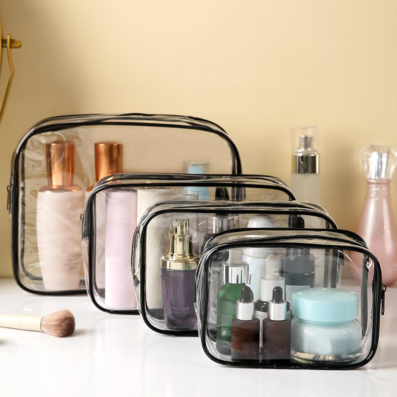 Clear Toiletry Bags for Traveling 4 Pcs, Waterproof Transparent Travel Makeup Bag with Zippers image number 6