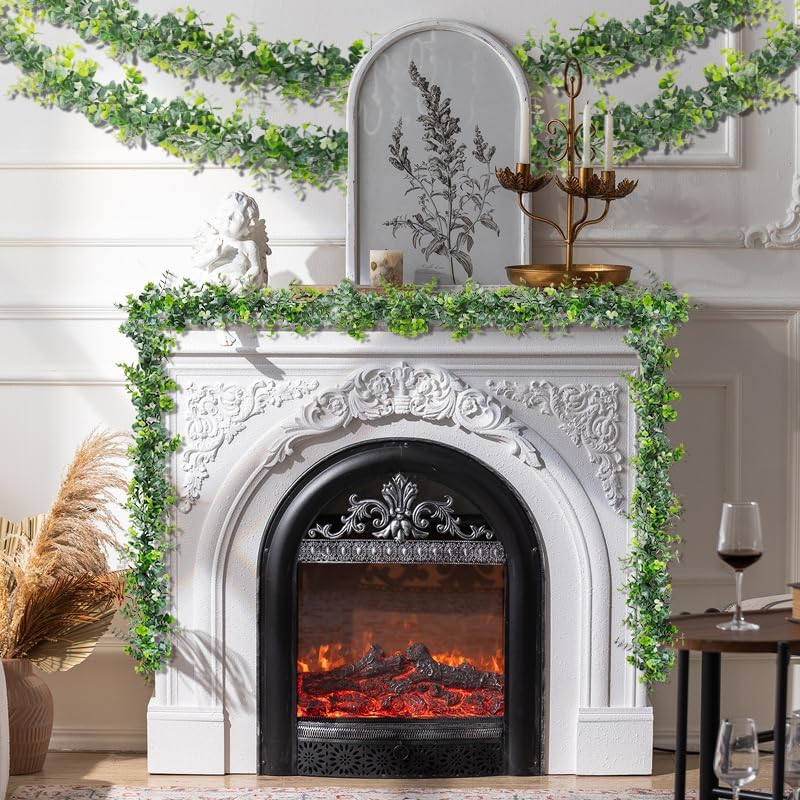 SOVYOULIVE Eucalyptus Garlands for Table, 4 Packs 5.8FT Long Fake Greenery Vines, Artificial Hanging Plant for Wedding Bouquet Party Indoor Outdoor Decor image number 4