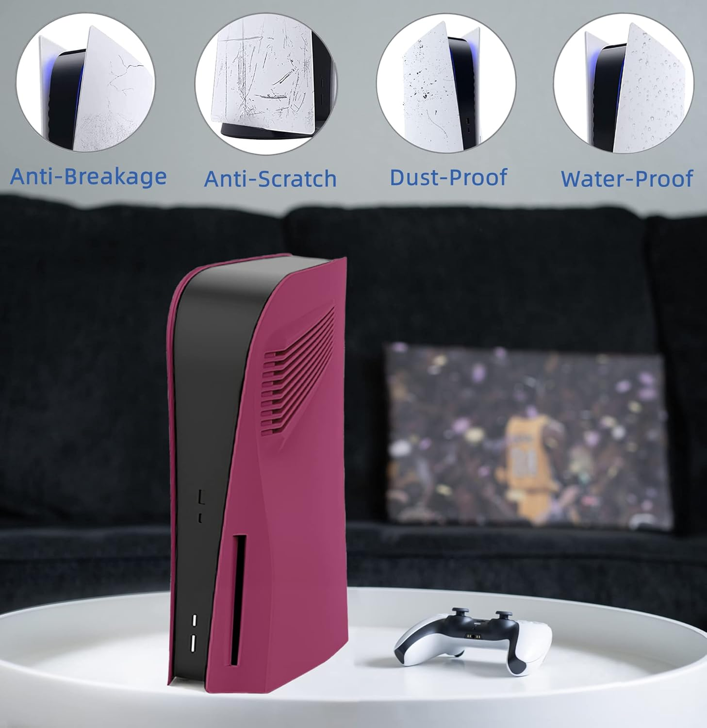 Disc Edition Face Plates with Cooling Vents Cover Skins Shell Panels for PS5 Console, Accessories for Playstation 5 Protective Shell Replacement Faceplate (Cosmic Red) - Disc Galactic Purple image number 7