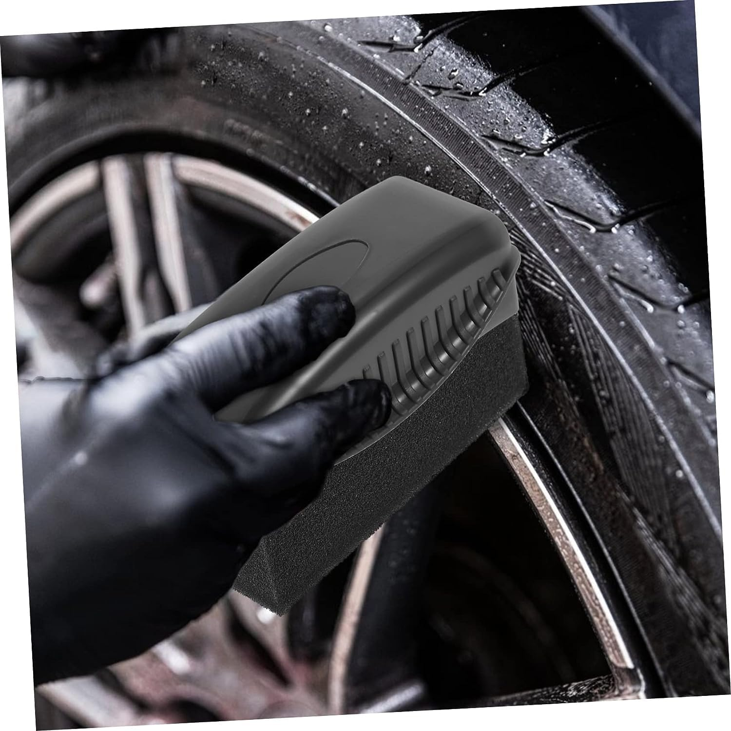 2Pcs Car Wheel Waxing Sponge Tire Shine Applicator, Tire Shine Sponge Pad Tire Shine Applicator, Auto Tyre Cleaning Pad, for Tire Dressing Applicator Car Tire Shine Applicator (Black) image number 2