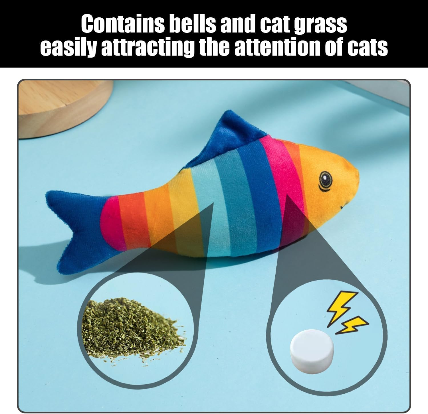 JDNFKG Pack of 3 Plush Fish Toys and 3 Pieces Teething Rope, Interactive Cat Toy, Cat Teeth Cleaning Accessories, Pet Supplies image number 3