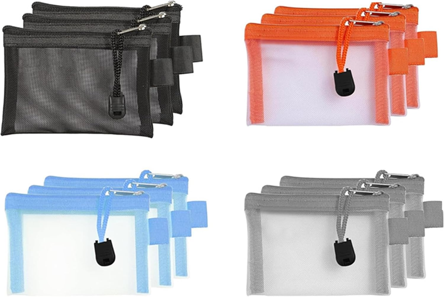 Mini Zipper Mesh Bags, 12Pcs Black Mesh Makeup Bags Nylon Cosmetic Pouch with Zipper, Nylon Mesh Coin Purse Small Zipper Pouch for Lipstick Key Credit Card image number 3