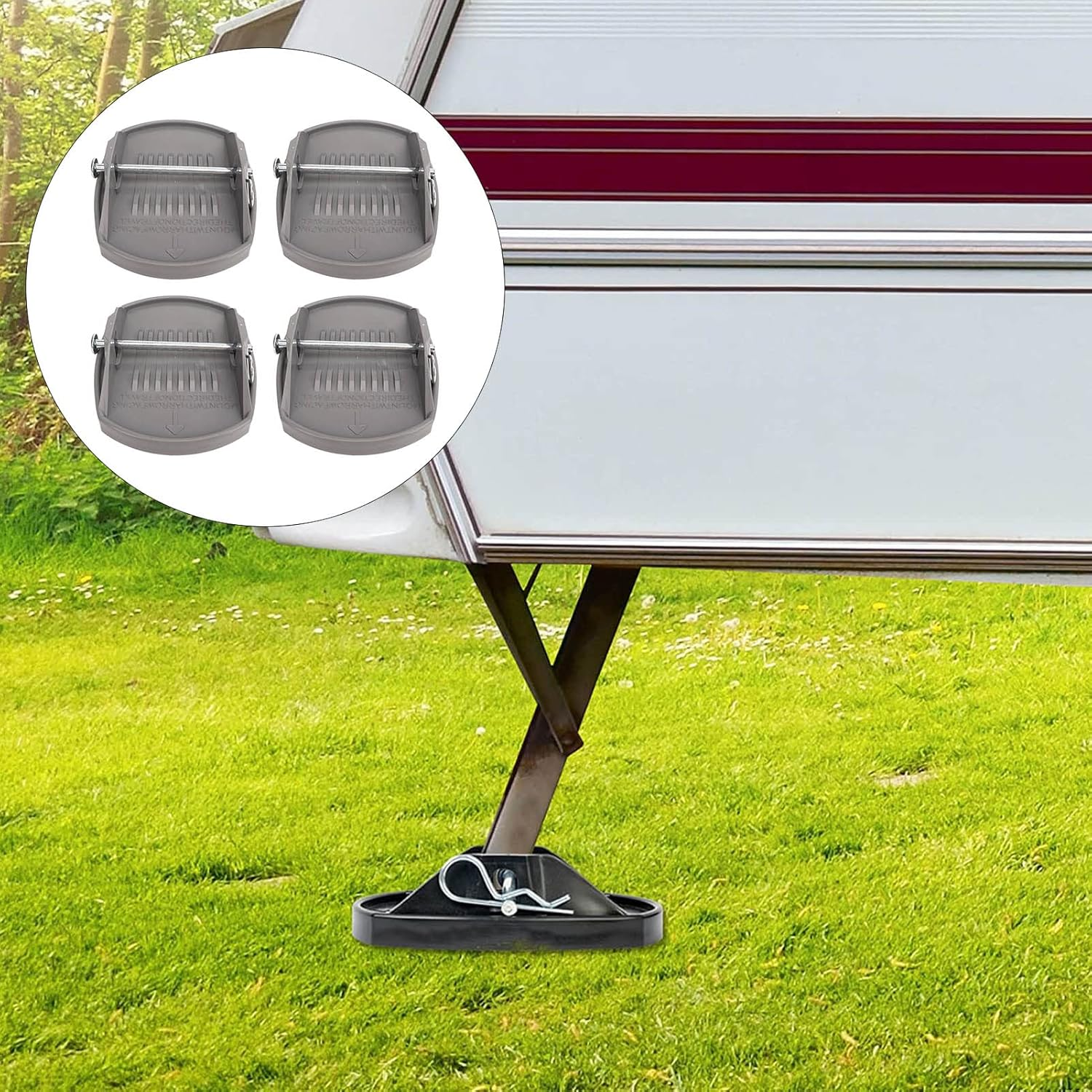 Caravan Jack Pad, 4Pcs Heavy Duty Jack Pads Set Load Dispersion, Prevent Sinking, Proof, Practical Accessories for Caravan RV
