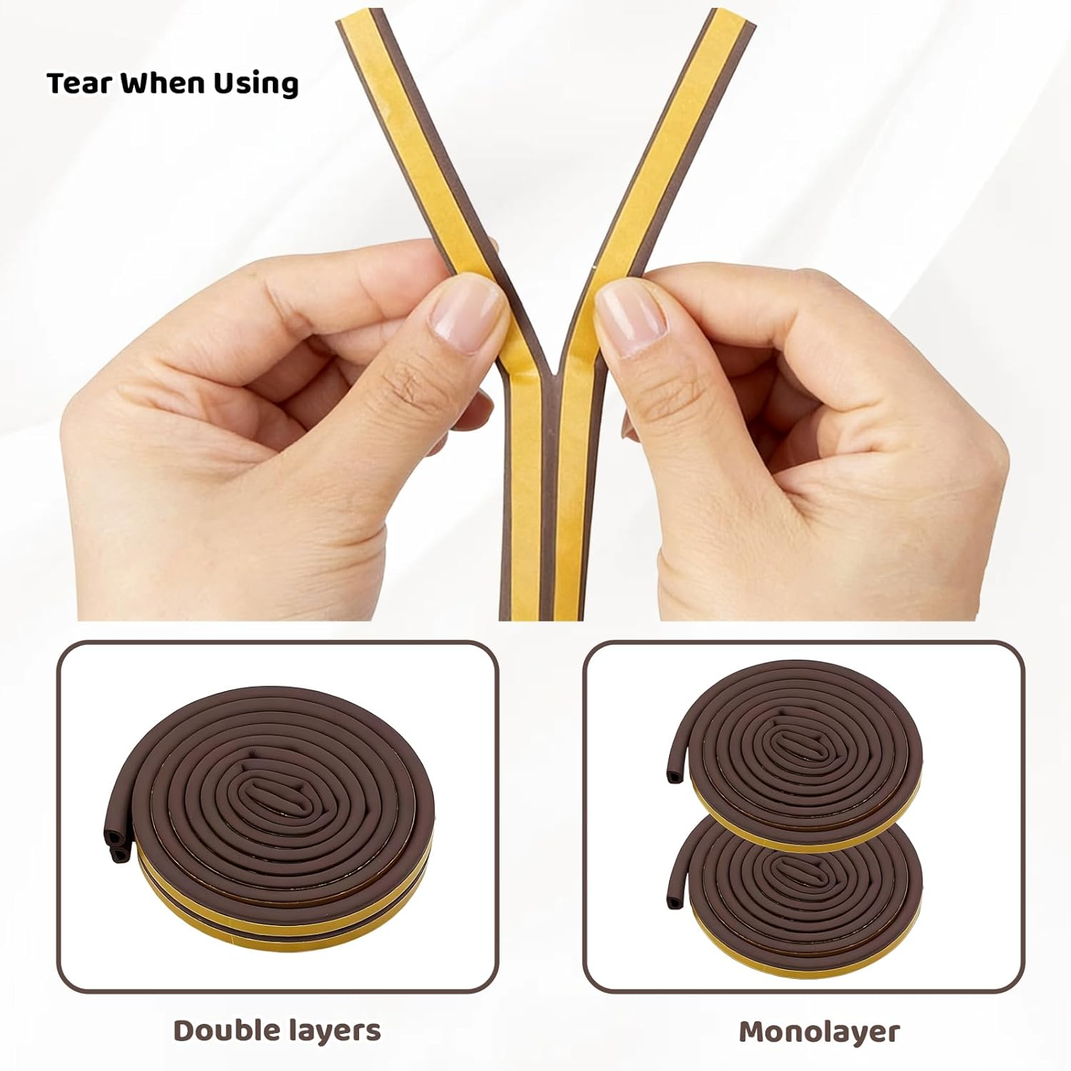 2 Pack Door Seal Strip, 20M Foam Tape for Weather Stripping Door Seal and Window Insulation, Self-Adhesive Door Gap Blocker for Home Improvement image number 3