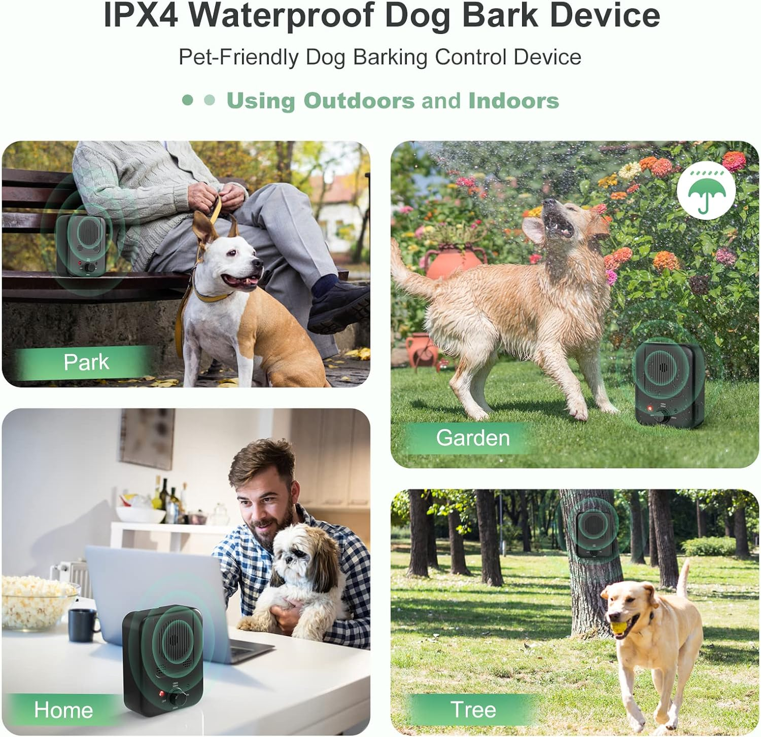 Stop Dog Barking Device, Automatic anti Barking Devices for Dogs 33 FT, Ultrasonic Rechargeable Waterproof Dog Barking Control Deterrent Stopper Dog Training Tool Indoor/Outdoor Safe for Most Dogs
