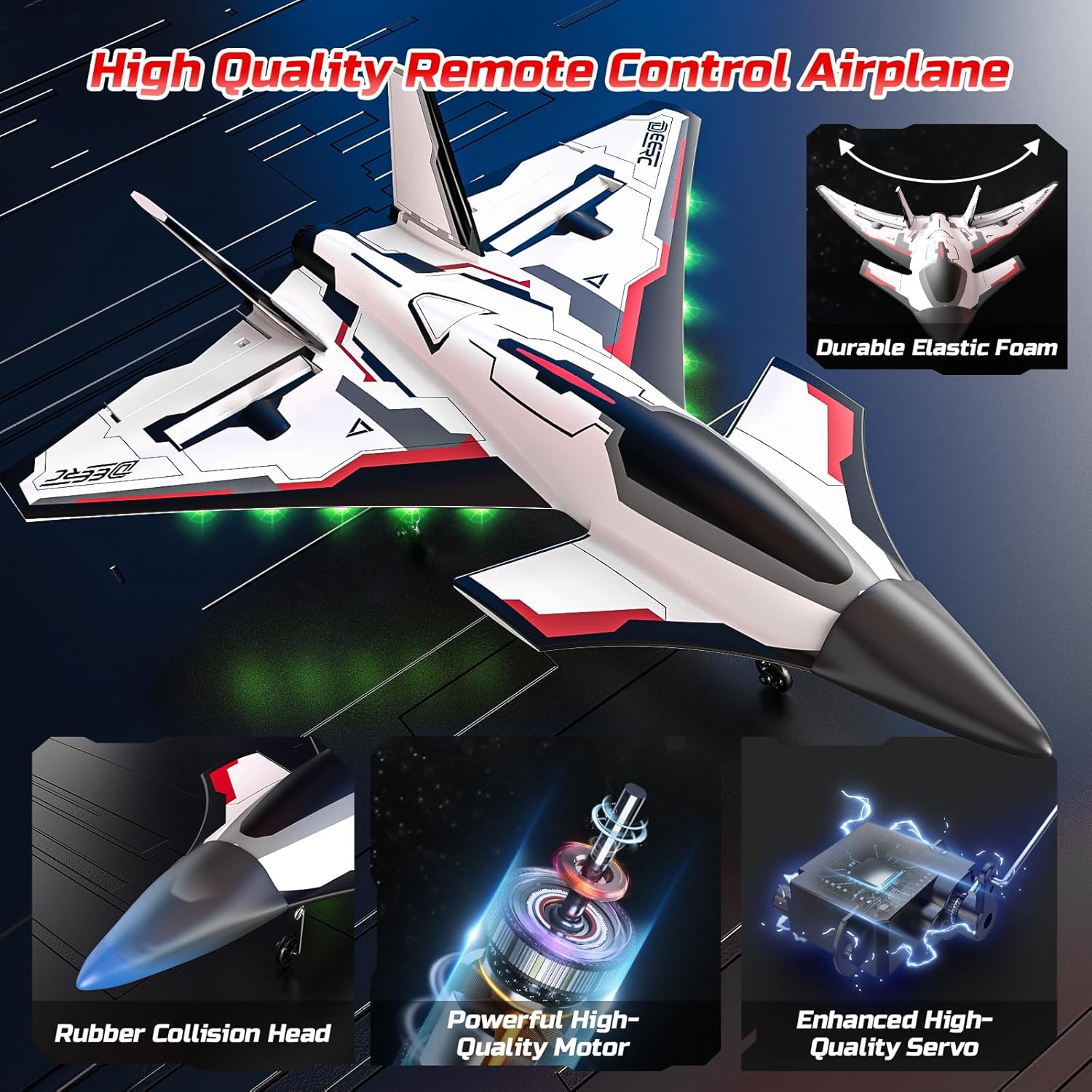 DEERC Future RC Plane 4 Channel Remote Control Jet Hobby Airplane with LED Lights RTF Aerobatic Aircraft Toys,2.4Ghz 6-Axis Gyro Stabilizer EDF EPP Glider Aircraft Plane for Adults Beginners Advanced image number 6