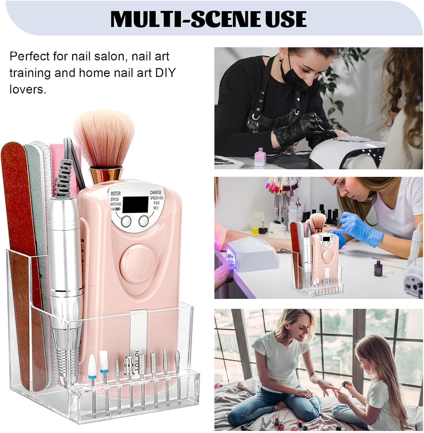 Drill Bit Holder Nail Tech, 10 Holes Nail Storage Organizer for Nail Tools, Nail Tech Must Haves, Practical, Stable, Professional Nail Drill Tool Display Holder for Women Girls image number 4