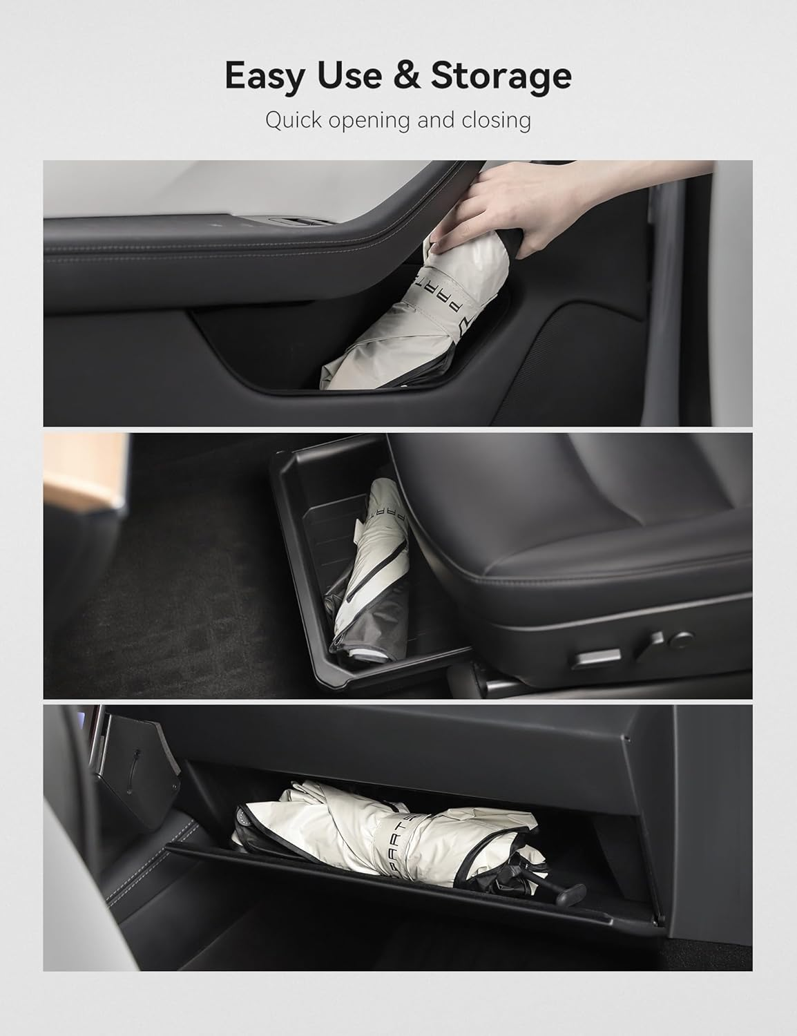 TPARTS Windshield Sunshade Umbrella for Tesla Model 3/Y/S/X, Foldable UV Ray Reflector with Fiberglass Ribs & 360&deg;Rotation Bendable Handle image number 2