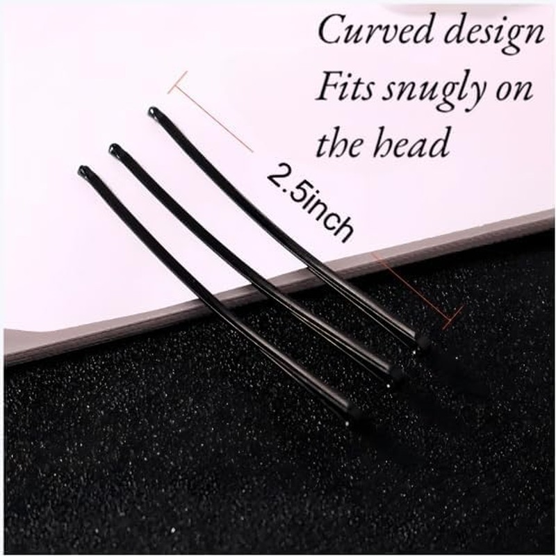 50PCS Black Bobby Pins for Women, Curved Flat Hair Pins with Ball Tips for Styling Long Thick Hair image number 3