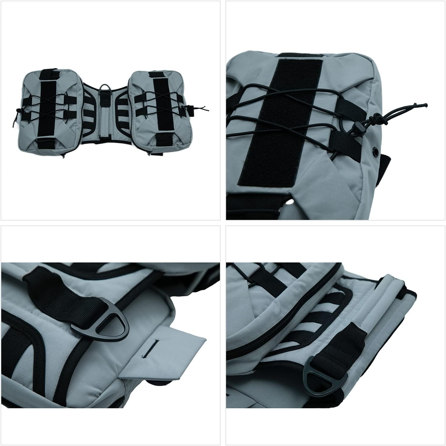 Large Dog Backpack, Outdoor Hound Saddle Bag Dog Pack with Side Pockets for Small Medium Large Dogs, Adjustable Tactical Dog Pack for Hiking, Travel, Camping, Training Gray M image number 2