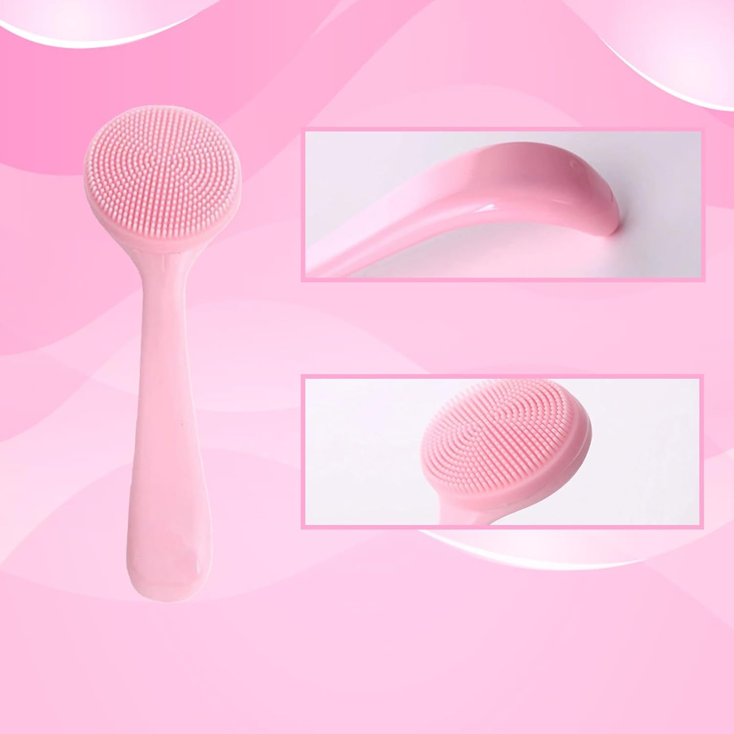 Silicone Face Brush,2Pack Manual Face Wash Brush Soft Waterproof Exfoliating Scrubber for Blackheads Makeup Residue Removal Skin Friendly image number 4