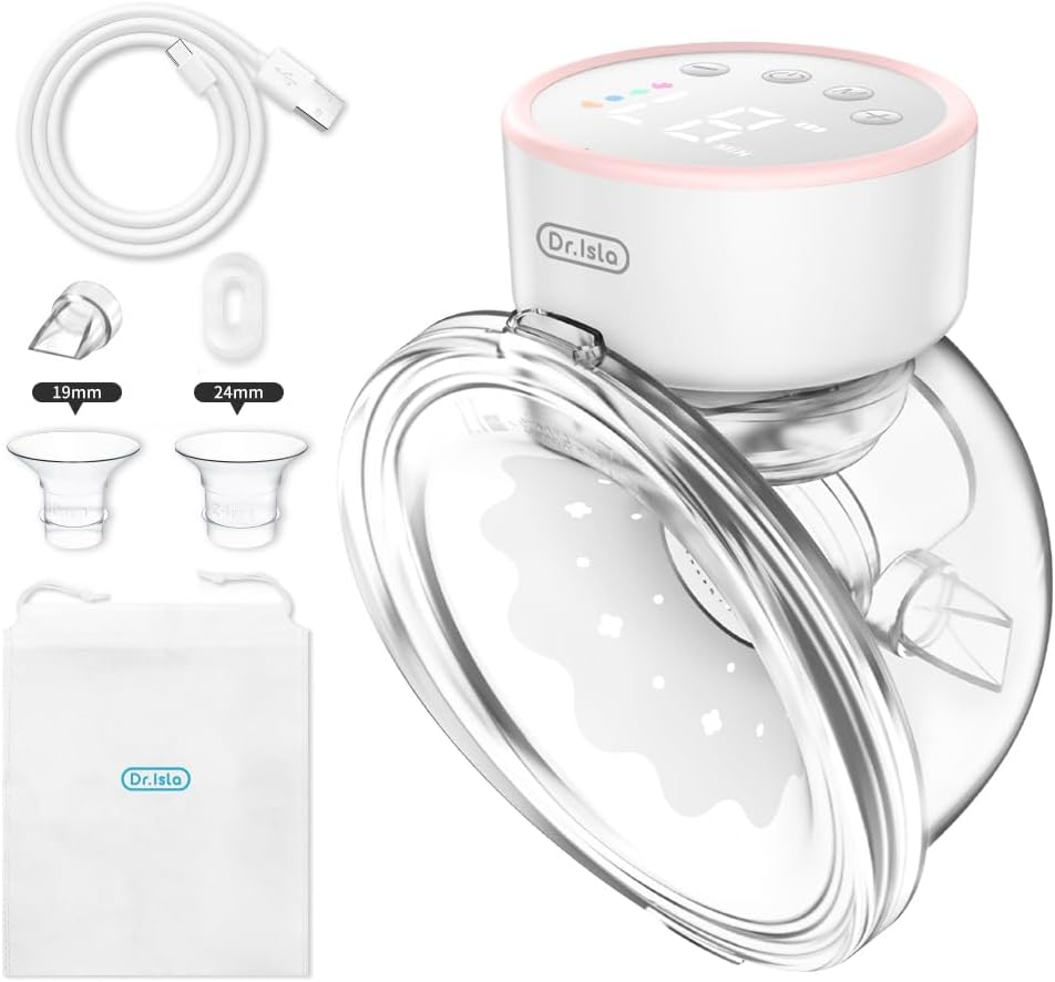 Hands-Free Breast Pump EB29 Pink, Wearable Pump with Comfortable Double-Sealed Flange(19Mm 24Mm 27Mm), Painless & Silent, 4 Modes & 12 Levels Memory Function for Easy Pumping, Smart Display，8-Piece Set image number 6