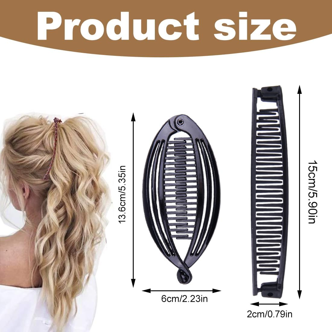 6PCS Banana Clip, Banana Clip Hair Comb Resin Banana Clip Hair Comb for Hair Bananas Ponytail Hair Styling Accessories Interlocking Hair Styling Accessories for Women Girls