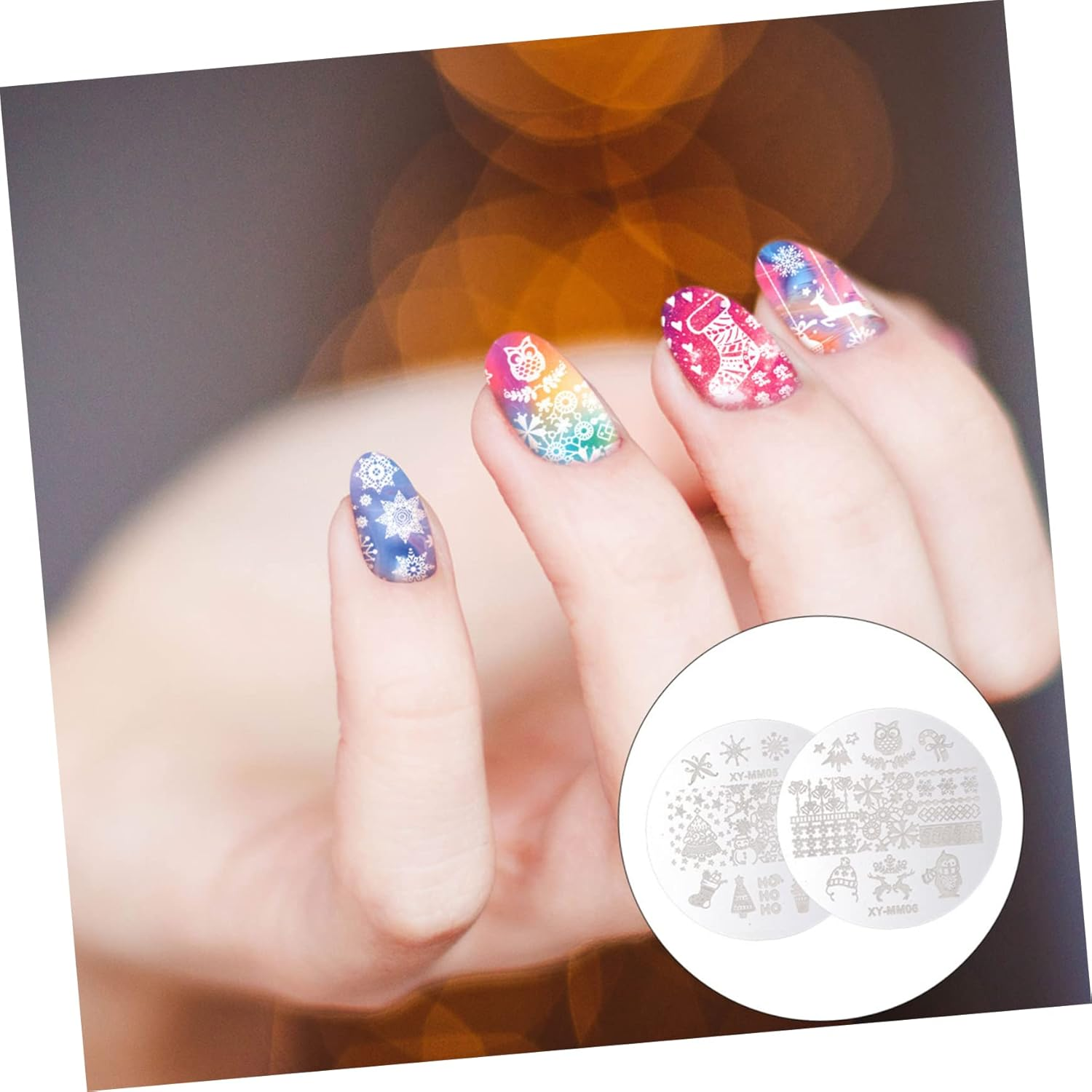 Healeved Nail Stamping Plates Christmas Theme 10Pcs Manicure Enhancement Kit Decorative Stamps for DIY Nails image number 2