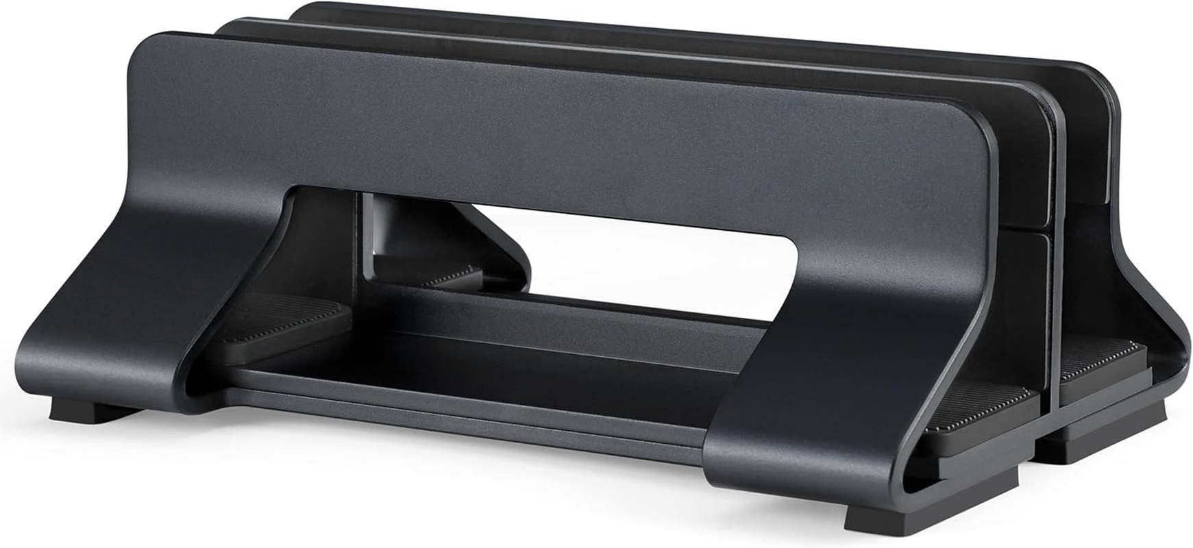 Aluminum Dual Vertical Laptop Stand Dock Holder, Supports 2 Devices, Adjustable Slot Width 12-36Mm, Space-Saving Upright Storage for Macbook and Laptops