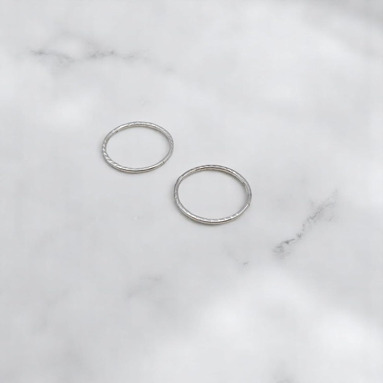 SERENITY SLEEPERS 925 Sterling Silver Seamless Diamond Cut Twist Sleeper Hoop Earrings - Hypoallergenic 18G Hinged Hoops for Continuous Wear (8Mm-14Mm) - Unisex Women Men Body Jewellery for Ears image number 3