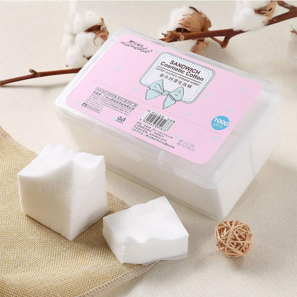 Healeved Cotton Wool Pads - 1000 Pcs Cotton Pads, Non-Fleecing, No Shed, 100% Pure Cotton Wool for Make-Up Removal, Discs Face, Nails, Manicure - Disposable Make up Remover Pads image number 1