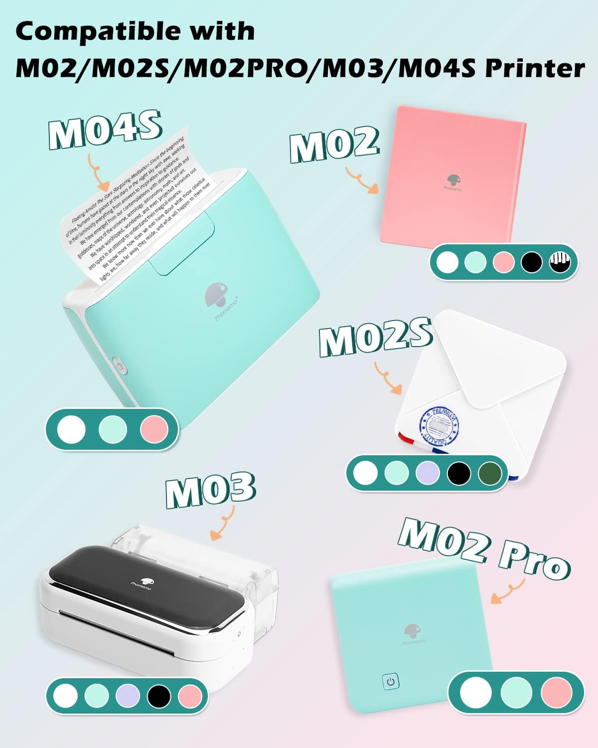 Phomemo White/Transparent/Semi-Transparent Adhesive Thermal Printer Paper 53Mm, Compatible with Phomemo M02/M02S/M02 PRO/M03/M04S Mini Printer, Black Text, 3 Rolls, Suitable for Notes, List, Sticker image number 3