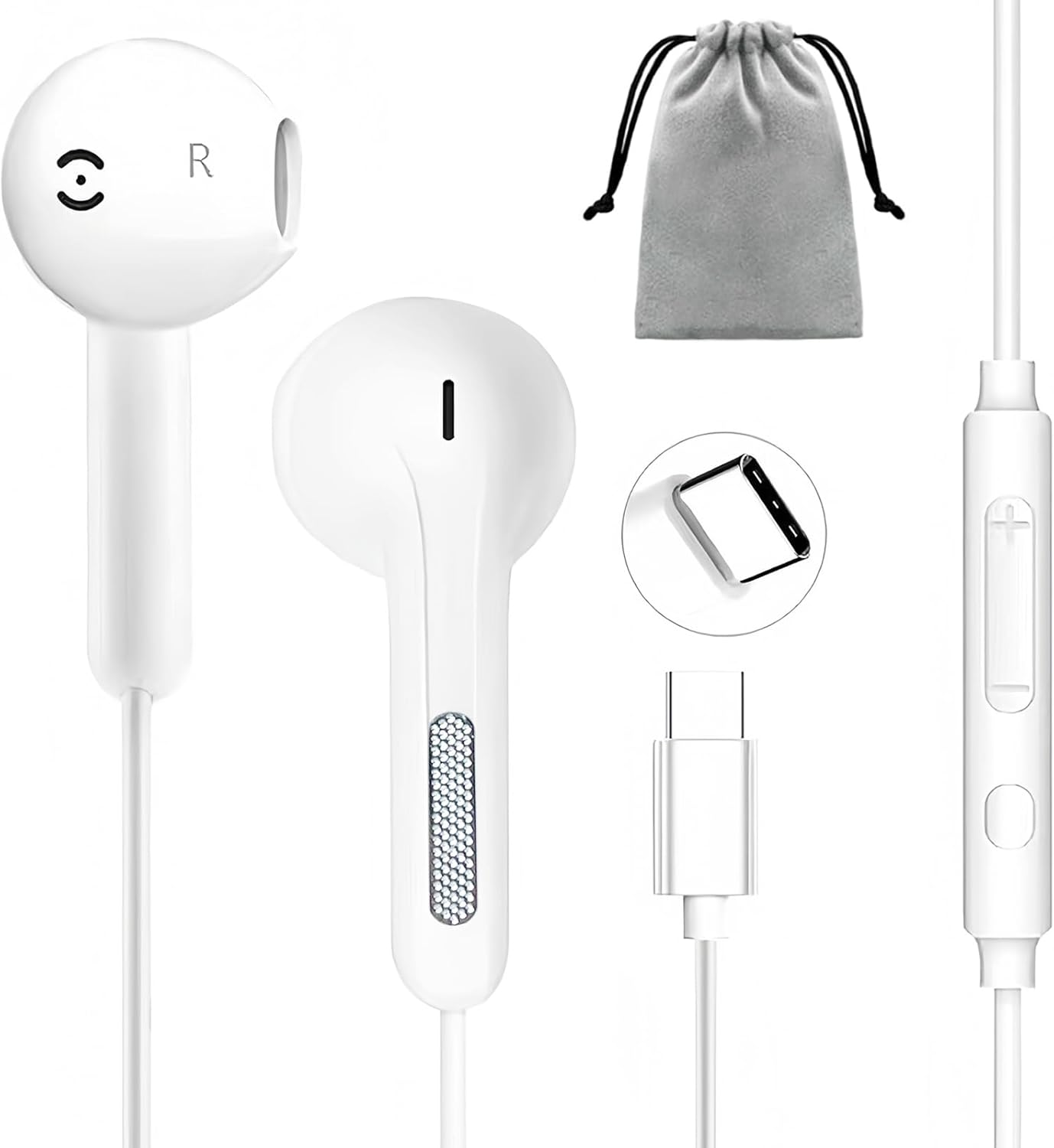 USB C Headphones Wired Earphones USB C Earphones Type C Headphones in Ear Earbuds Wired with Mic &Volume Control for Iphone 15 plus Samsung Galaxy S23 S22 S21 FE Ipad Pro Huawei Google Pixel