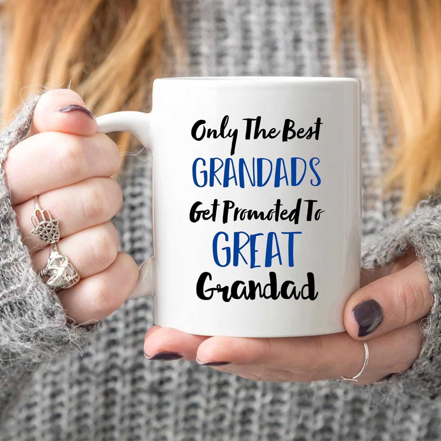 5Aup Fathers Day Great Grandad Mug from Granddaughter Grandson, Only the Best Grandads Get Promoted to Great Grandad Coffee Cup for Grandfather 11 Oz