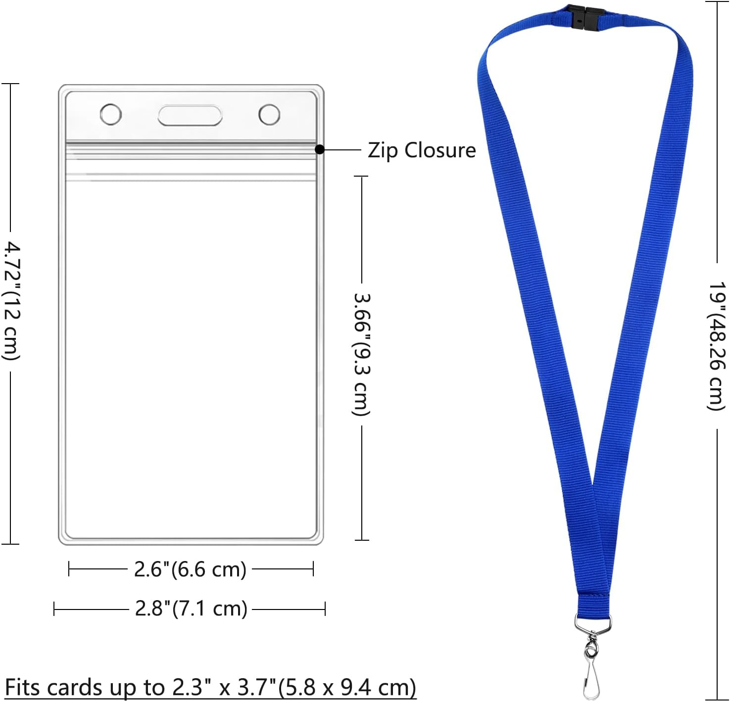 12-Pack Blue Safety Breakaway Lanyards with Waterproof Badge Holders, Metal Hook, Polyester Neck Straps for ID Cards, Events, Office, and Schools image number 5