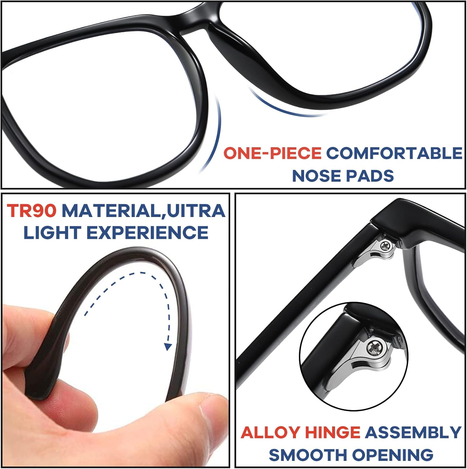 Oversiezd Large Frame Clear Lens Glasses anti Blue Light Square Anti-Fatigue Glasses Nerd Black/Tortoiseshell Tinted